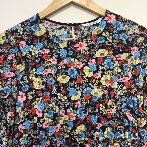 𝅺ZARA Basic floral printed long sleeve dress sz Small - Picture 3 of 11